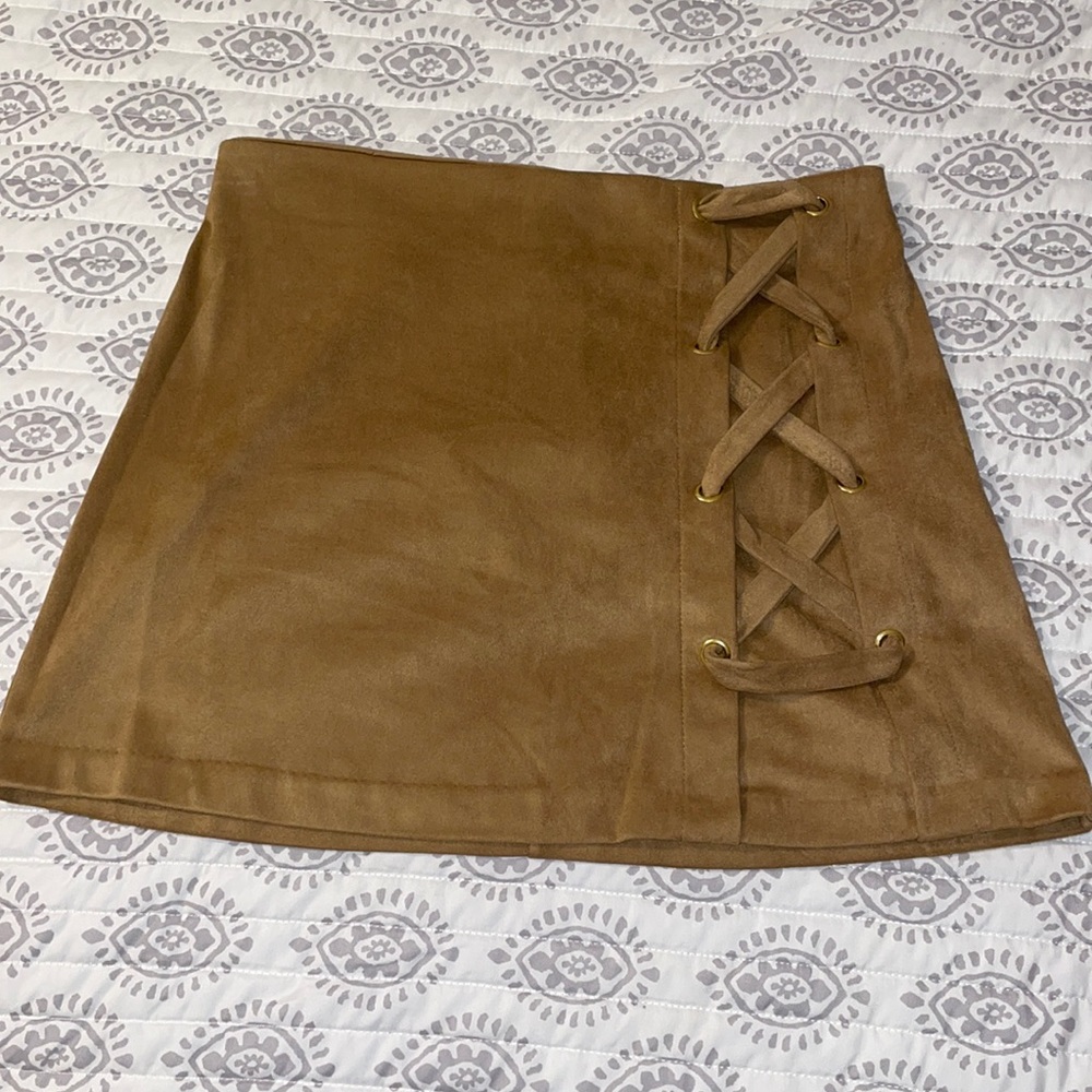 Suede mini skirt